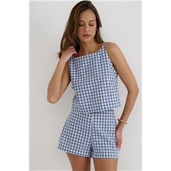 Шорты  SRT25_02_Blue Checkers/Голубой, белый