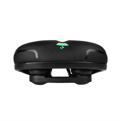 Седло велосипедное комфортное COMIRON YALTA C036 255x190, Технологии: ED, Эластомер, Верх: PU с пресс. принтом, Цвет: Чёрный+Зелёный/ АКЦИЯ /уп 20/