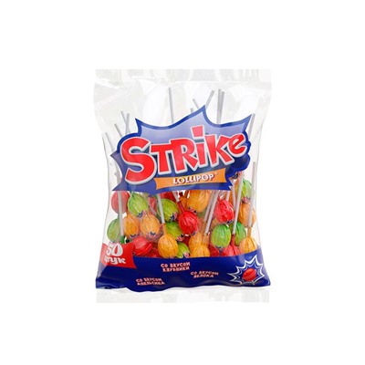 «Strike», карамель на палочке ассорти, 565 г