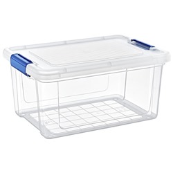 Короб для хранения вещей StorMax Glassy HobbyLife 16 л, прозрачный, с крышкой и зажимами