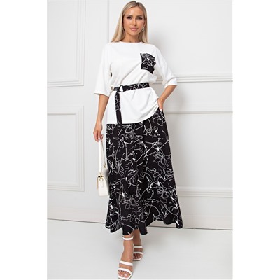 Бело-чёрный костюм с длинной юбкой Дарьяна №3