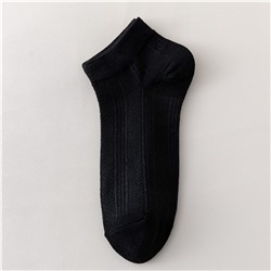 Короткие носки р.40-45 "Перфорация Полоски" Чёрные