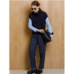 Брюки зауженные тёмно-синие с карманами