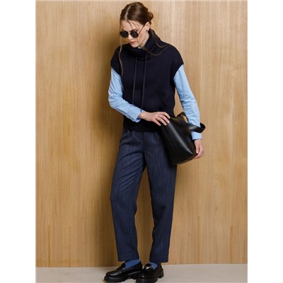 Брюки зауженные тёмно-синие с карманами