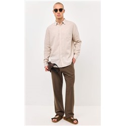 Брюки льняные мужские F111-0851 светло-коричневые