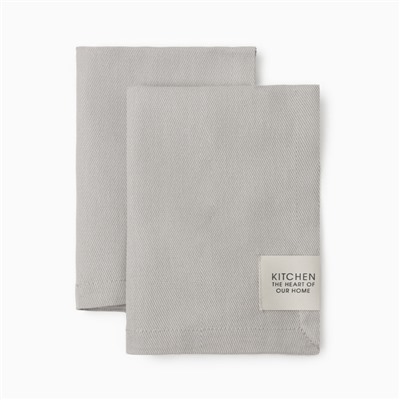Набор салфеток «Этель» Kitchen, 40×40 см - 2 шт., 100% хлопок, саржа 250 г/м², светло-серый