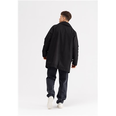 Плащ утепленый мужской черный