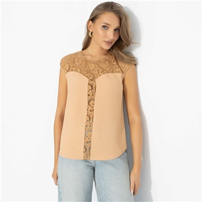 Топ, комбинированный с кружевом, Громко и смело