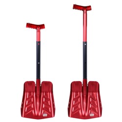 Лопата лавинная алюминиевая ИРЕМЕЛЬ СНЕГОВИК IR515 двухсекционная, с пилой 35см, T-образная рукоять, длина 84/70см, лезвие 28x25см, чёрно-красная/уп10