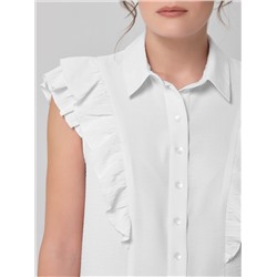 Блузка без рукавов белая с оборками