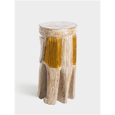 Табурет «Слон», 25×25×50 см, дерево албезия, белый