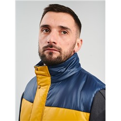 Жилет с планкой синий-горчица