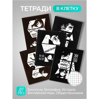 Набор предметных тетрадей Calligrata «Комикс Аниме», 12 предметов, 48 листов, со справочным материалом, обложка из мелованного картона