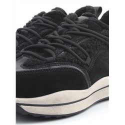 04-XKL23-138R BLACK Кроссовки утепленные женские (натуральная кожа, натуральная замша, байка)