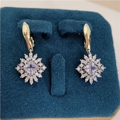 Серьги ювелирная бижутерия Итальянское золото (покрытие желтое 14к), вставка: фианиты, арт.217.580