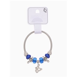 Браслет с шармами «Марджери» бабочка, синий в серебре, d=6.5 см