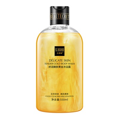 SENANA DELICATE SKIN Гель для душа увлажняющий и омолаживающий (с частичками золота), 550 мл