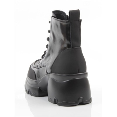 01-F591-1 BLACK Ботинки демисезонные женские (натуральная кожа, искусственная кожа)