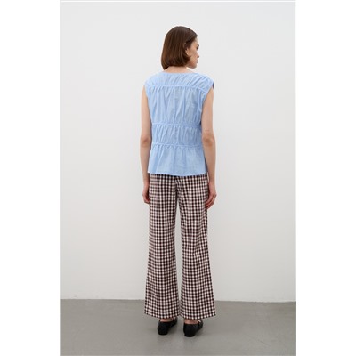 Брюки  TR2535_Brown Checkers/Коричневый, белый