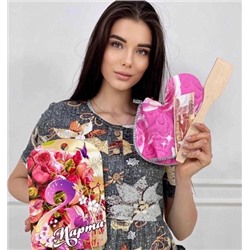 Подарочный набор 8 Марта - доска разделочная, лопатка, набор прихваток, сувенир-купюра