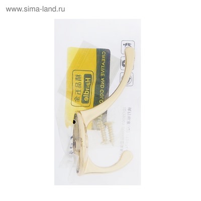 Крючок мебельный ТУНДРА TKd=002 LIGHT, двухрожковый, золото, 4 шт. TMP