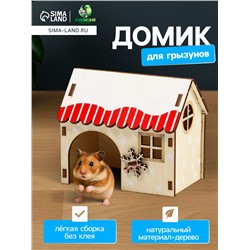 Домик для грызунов, 9×6.5×8 см, фанера