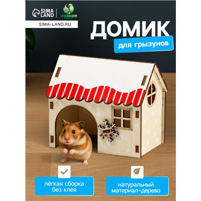 Домик для грызунов, 9×6.5×8 см, фанера