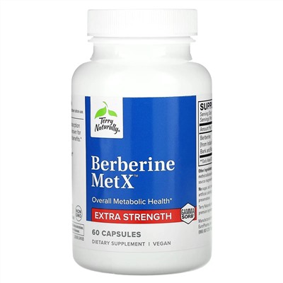 Terry Naturally, Berberine MetX, повышенная сила действия, 250 мг, 60 капсул