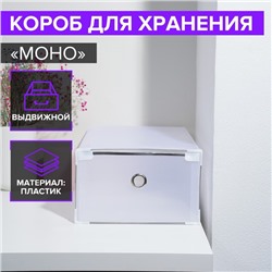 Коробка для хранения обуви выдвижная Доляна Large size, 22×34×13 см, белая