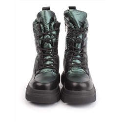 02-FAR137-3Z GREEN/BLACK Дутики женские (искусственная кожа, плащевая ткань, шерсть)