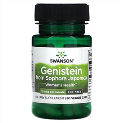 Swanson, Genistein from Sophora japonica, без сои, 125 мг, 60 растительных капсул