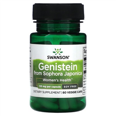 Swanson, Genistein from Sophora japonica, без сои, 125 мг, 60 растительных капсул