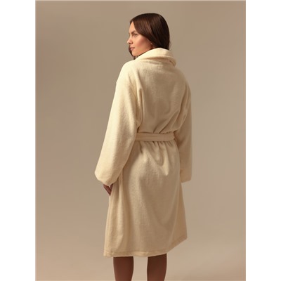 Халат махровый женский SL HOME: Basic «Айвори», хлопок 100%, молочный