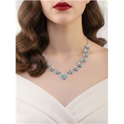 Колье под натуральный камень «Бирюза» с лунным камнем, цвет бело-голубой в серебре, 50 см