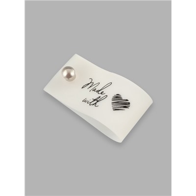 Бирка с кнопкой Made with love, 8×1.8 см, 10 шт., белая, чёрная