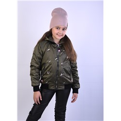 1807 Куртка-бомбер для девочки Хаки/152