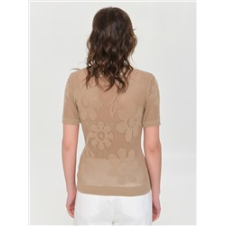 Джемпер вязаный бежевый с короткими рукавами