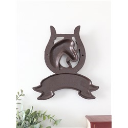 Дверной молоток для входной двери «Конь в подкове - Welcome», чугун, 18×2×21 см