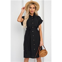 Платье-рубашка чёрное с поясом