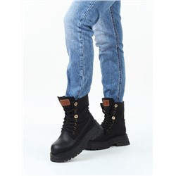 01-A14-1 BLACK Ботинки демисезонные женские (натуральная кожа)