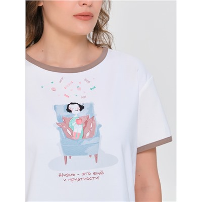 Футболка оверсайз белая с принтом