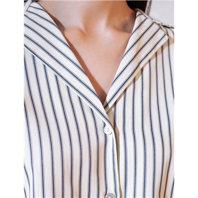 Блузка в полоску с цельнокроеным коротким рукавом из легкого хлопкового поплина