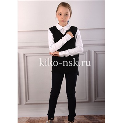 88259 Жилет для девочки удлиненный Черный/134