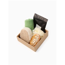 Подарочный набор «Этель» Avocado, полотенце 30×60 см, мочалка, массажёр
