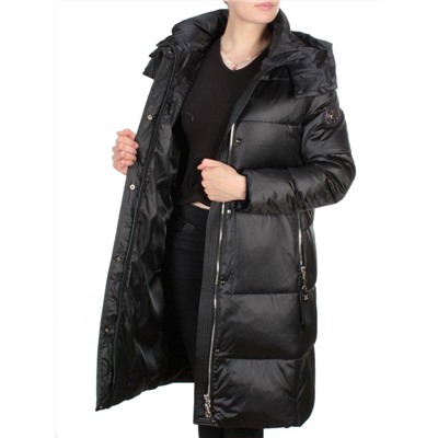 9110 BLACK Пальто зимнее женское FLOWERROVE (200 гр. холлофайбера)
