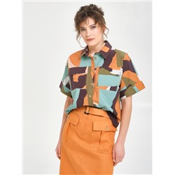 Блуза с разноцветным принтом