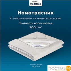 MedSleep SKYLOR Стеганый Hаматрасник 180х200, 1пр,хлопок/лен/микровол.; 200 гр/м2