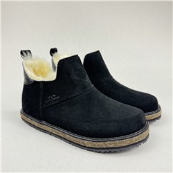 Босоногие ботинки женские чёрные на меху, войлочная подошва