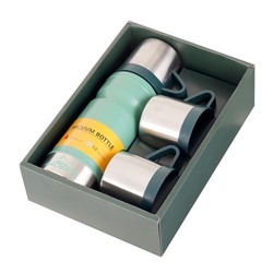 Набор "Мастер К": термос 680 мл и 3 кружки, сохраняет тепло 12 ч, зеленый