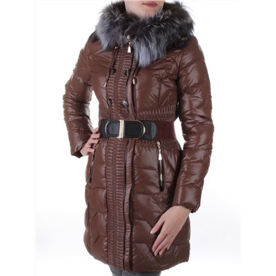 YM-019 BROWN Пальто зимнее удлиненное KSA